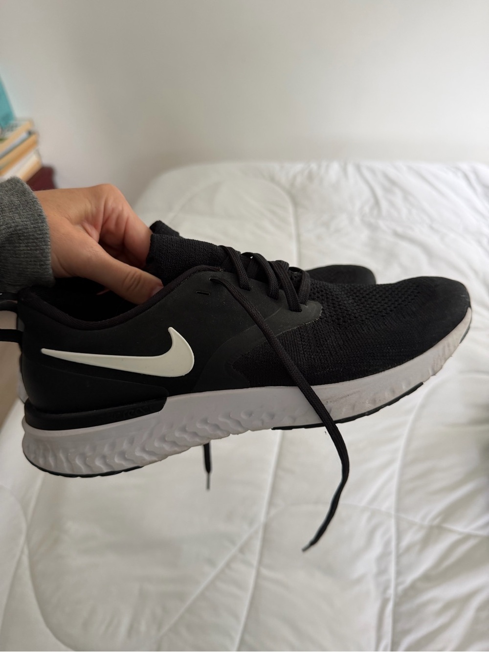 Nike Odyssey React Flyknit 2 Black & White Athletic Shoes